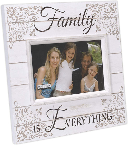 Malden International Designs Sun Washed Words Family Distressed Cream Picture Frame, 4x6, Cream