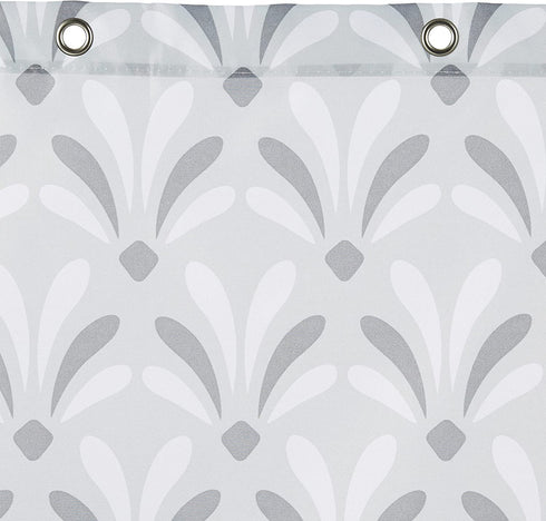 Amazon Basics Fabric Shower Curtain with Grommets and Hooks - 72 x 72 Inch, Gray Art Deco