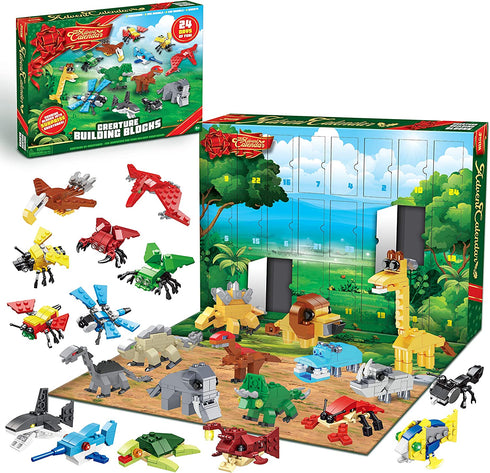 JOYIN 2021 Advent Calendar Kids Christmas 24 Days Countdown Calendar Toys for Kids with Animal Building Blocks