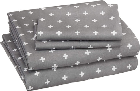 Amazon Basics Soft Microfiber Sheet Set with Elastic Pockets - Queen, Grey Plus's