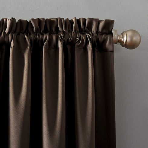 Sun Zero Oslo Theater Grade Extreme 100% Blackout Rod Pocket Curtain Panel, 52" x 84", Cocoa