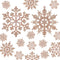Blulu 50 Pieces Plastic Snowflake Ornaments Glitter Snowflake Christmas Tree Hanging Decorations with 50 Pieces Hooks for Winter Home Wonderland Decor Xmas Party Favors Supplies (Rose Gold)