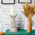 Stonebriar Decorative Worn White Wooden Pillar Candle Holder, Coastal Home Decor, Ocean Inspired Designs for Wedding Decorations, Parties, or Everyday Home, Large
