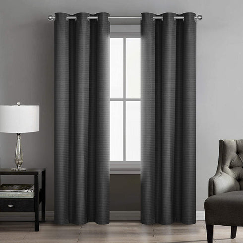 Sunclipse Foley Solid Darkening Grommet Window Curtain Drapes for Bedroom/Living Room/Kitchen/Bathroom, Light and Noise Reducing Thermal Insulated (2 Panels, Each 42 W x 63, or 84 L), Black