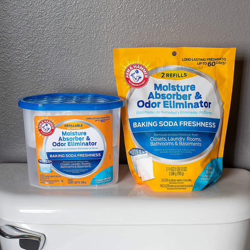 Arm & Hammer Clean Burst Moisture Absorber and Odor Eliminator Refill, 2 Pack, 14 Oz. Each, White, 28 Ounces