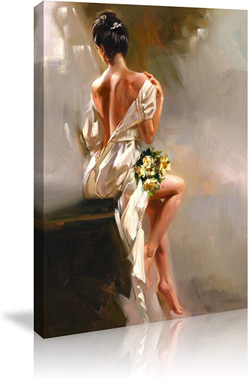 Home Decor Wall Art Painting Canvas Prints Bathroom Bedroom Living Room Wall Decoration Nude Woman Art Stretched and Framed Painting on Canvas