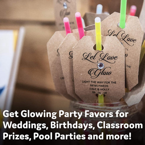 PartySticks Glow Sticks Party Supplies 300pk - 8 Inch Glow in The Dark Light Up Sticks Party Favors, Glow Party Decorations, Neon Party Glow Necklaces and Glow Bracelets with Connectors