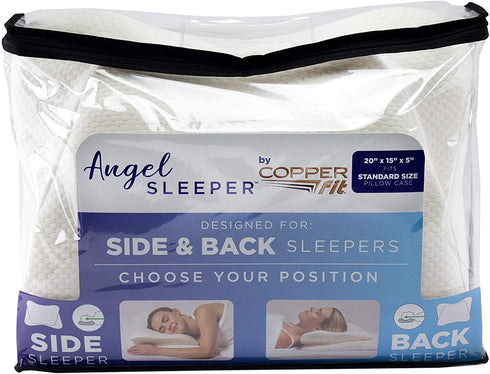 Copper Fit Standard Angel Ultimate Memory Foam Pillow for Side and Back Sleepers, White, 1 Count (Pack of 1)
