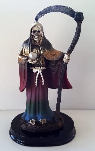 5 Inch Rainbow Santa Muerte Saint Death Grim Reaper Statue Figurine