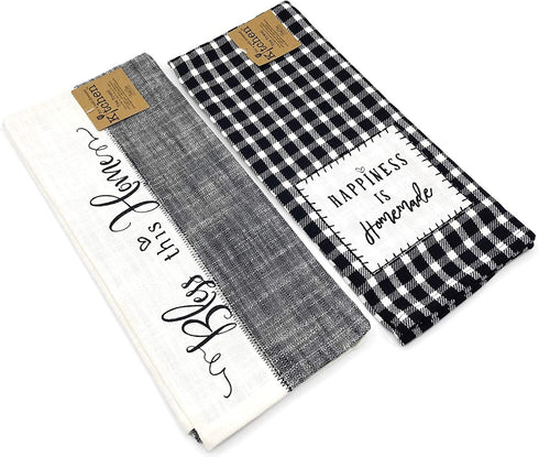 Kay Dee Designs Farmhouse, Happiness is Homemade & Bless This Home Tea Towel Kitchen Dishtowel Set, Classic Flat Tea Towel Ideal for Drying Glassware and Everyday Kitchen Tasks