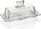 Bezrat Glass Butter Dish | Premium Butter Dish with Lid and Easy Grip Handle | Easy to Use and 100% Food Safe - Dishwasher Safe | Flower Addition