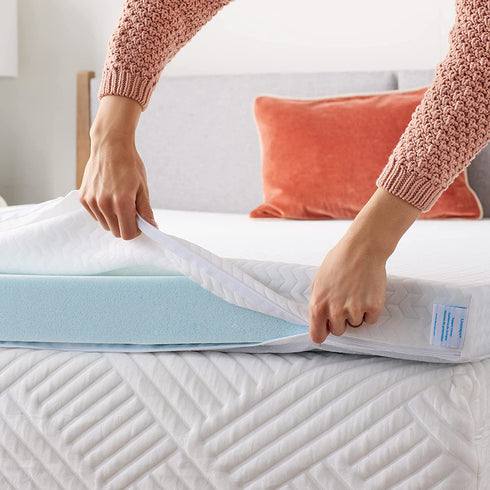 Linenspa 2 Inch Memory Foam Mattress Topper CoverKeeps Topper Clean and SafeMachine WashableNon SlipBreathable