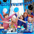 DECORLIFE Video Game Party Supplies Serves 24, Complete Gamer Party Supplies Includes Tablecloth, Popcorn Boxes, Blue, Total 200pcs for Boys Birthday
