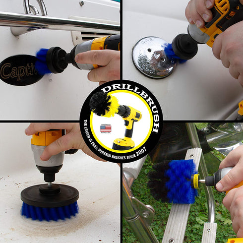 Drill Brush Spin Scrubber Kit - Clean Sinks, Shower Stalls, Bathtub, Bidet, Toilet, Tile, Carpet, and Flooring - Bathroom Rugs