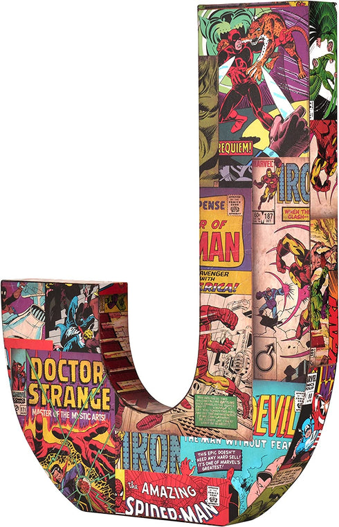 Marvel ME01J4 10 x 1 Red/Blue/Yellow Comics Wood Letter 'J'