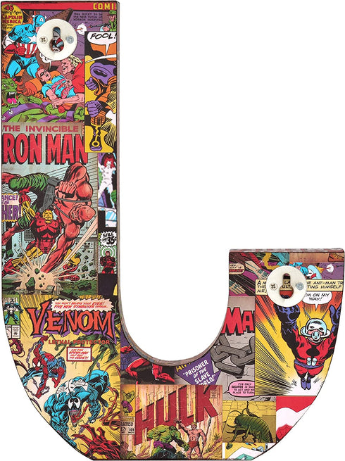 Marvel ME01J4 10 x 1 Red/Blue/Yellow Comics Wood Letter 'J'