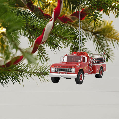 Hallmark Keepsake Christmas Ornament 2021, Fire Brigade 1966 Ford Fire Engine, Metal, Light