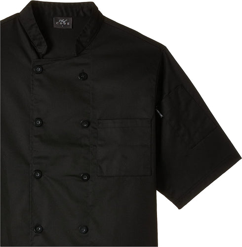 Chef Code Men's Short Sleeve Unisex Classic Chef Coat, Black, 3X-Large