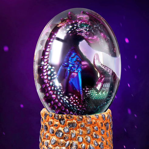 Dragon Egg Ornament, Crystal Transparent Resin Dragon Statue Egg, Exquisite Dragon Egg with Circular Base for Living Room, Bedroom, Office Outdoor Indoor Decoration (Chic Style)