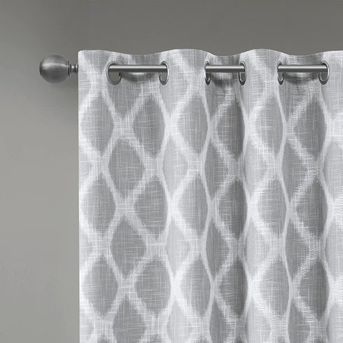 SUNSMART Blakesly Blackout Curtains Patio Window, Ikat Print, Grommet Top Living Room Decor, Thermal Insulated Light Blocking Drape for Bedroom and Apartments, 50" x 63", Grey