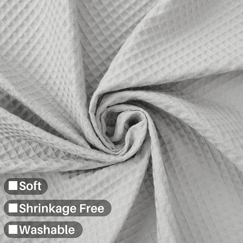 Cotton Blend Shower Curtain Honeycomb Waffle Weave, Grey Fabric Shower Curtains for Bathroom with Hotel Grade & Spa Style, Machine Washable - Lake Wanaka Gray, 72x72