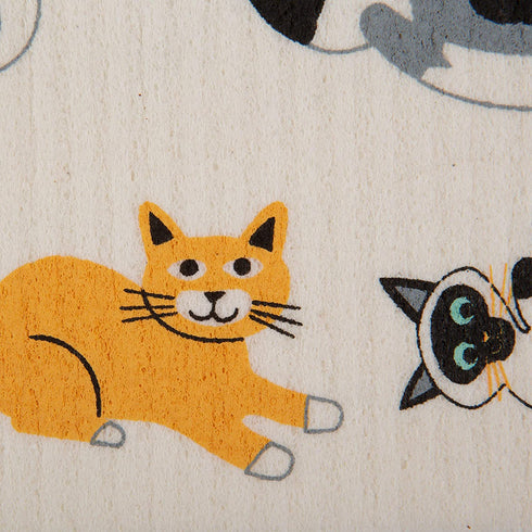 DII Swedish Dishcloth Cleaning Collection, 7.75 x 6.75, Cats Everywhere 3 Count