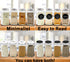 16 Glass Spice Jars Complete Set: 667 Chalkboard & Clear Printed Spice & Pantry Labels - Premier 8 fl Oz Empty Square Bottles w/ Pour/Sift & Coarse Shakers & Airtight Caps - Silicone Funnel Included