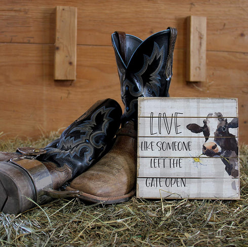 Simply Said, INC Perfect Pallet Petites 8" Wood Sign PET16088- Live Like Someone Left The Gate Open