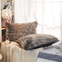 JAUXIO Faux Fur Decorative Throw Pillow Shams 2 Pack Luxury Shaggy Pillowcases Crystal Velvet Reverse King Size (Dark Grey Ombre, 20 X 36 Inches)