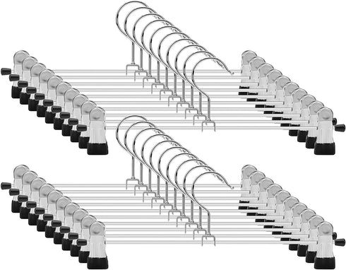 IEOKE Pant Hangers, 20 Pack Skirt Hangers with Clips Metal Trouser Clip Hangers for Heavy Duty Ultra Thin Space Saving