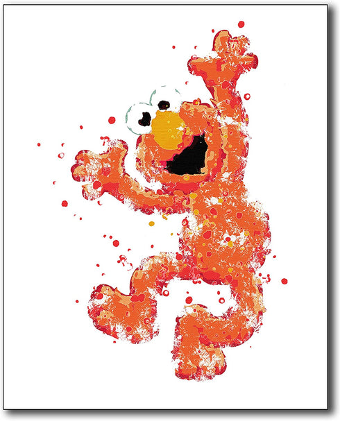 Sesame Street Watercolor Wall Art Prints - Set of 6 Photos Elmo Big Bird Cookie Monster Burt Ernie Oscar the Grouch