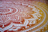Ombre Mandala Bedspread with Pillow Covers, Indian Bohemian Tapestry Wall Hanging, Picnic Blanket or Hippie Beach Throw, Hippy Mandala Bedding for Bedroom Decor, Queen Size Sunset Hue Boho Tapestry