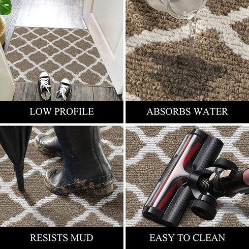 SHACOS Doormat 24"x36" Indoor Entrance Entryway Door Mat Non Slip Washable Front Door Rug Dirt Trapper Mat Entrance Rugs and Mats for Entry Mud Room Garage, Brown
