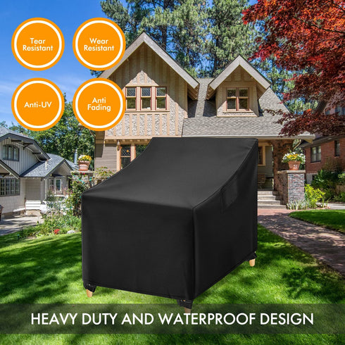 WLEAFJ Outdoor Chair Covers Waterproof, Black Lawn Patio Furniture Covers, Heavy Duty Wicker Garden Sofa Chair Cover, Single - 30" W x 37" D x 31" H