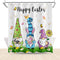 Happy Easter Gnomes Shower Curtain Butterflies Cute Rabbit Gnome Hug Eggs Daisy Flowers in Grass Spring Festival Bathroom Curtains 72x72 Inch Waterproof Polyester Fabric Bathroom Decor