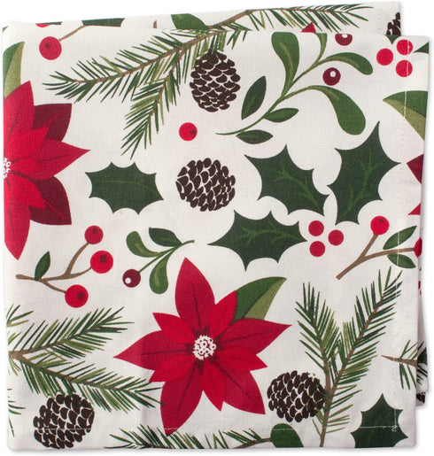 DII Woodland Christmas Tabletop Collection, Napkin Set, Poinsettia, 6 Piece