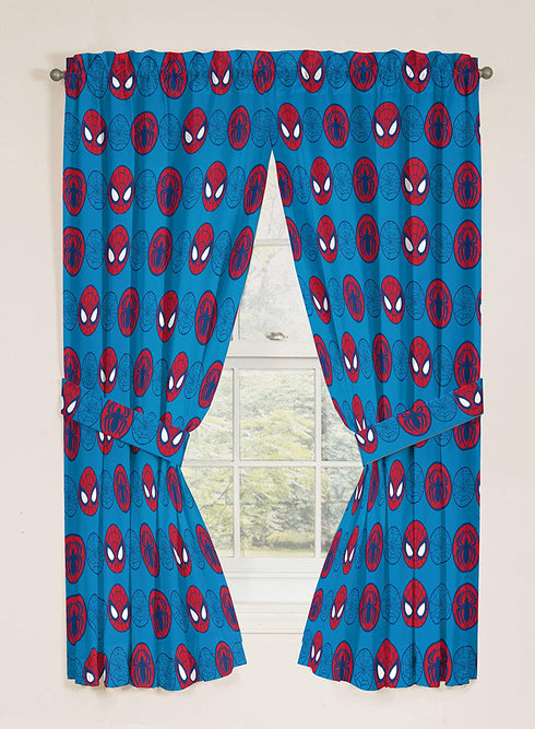 Jay Franco Marvel Super Hero Adventures Go Spidey 63" Inch Drapes - Beautiful Room D©cor & Easy Set Up, Bedding Features Spiderman - Curtains Include 2 Tiebacks, 4 Piece Set (Official Marvel Product)