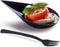 DLux 100 4-in Tear Drop Mini Appetizer Plates with Forks,Reusable Black Plastic Spoons - Desserts and Appetizers Dishes Serving Plate - Asian Spoon Set, Small Catering Dessert Tasting Cups