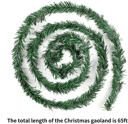 COCOBOO 65 Feet Christmas Garland Decorations Soft Green Garland for Christmas Party Home Wedding