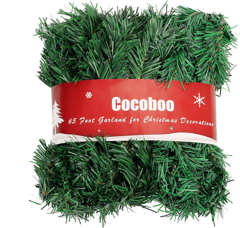 COCOBOO 65 Feet Christmas Garland Decorations Soft Green Garland for Christmas Party Home Wedding