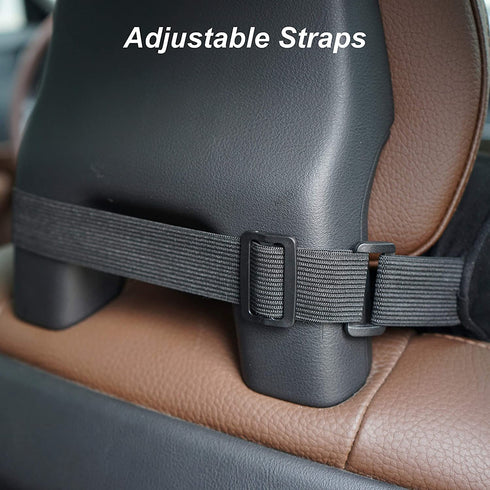 Car Neck Pillow for Pain Relif 11.4''x4.3'',Car Headrest Cervical Bolster Pillows,Round Roll Adjustable Strap Neck Support Chair Pillow(Black)