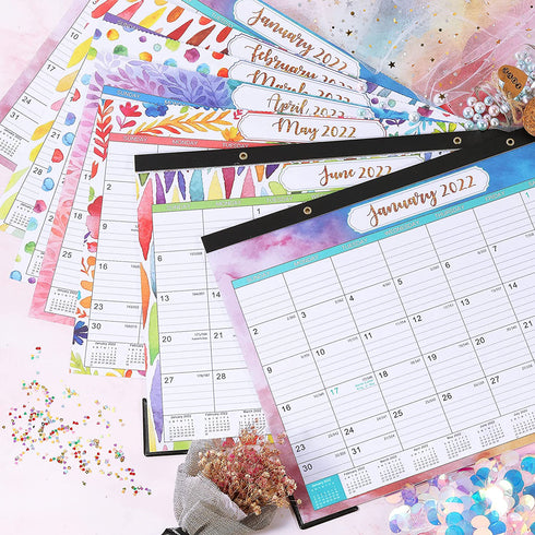 2022 Desk Calendar - Yearly Desk Calendar 2022, Desk/Wall Monthly Calendar Pad, 17" x 12", January 2022 - December 2022, Desk Calendar with Ruled Blocks, Note Section, Corner Protections