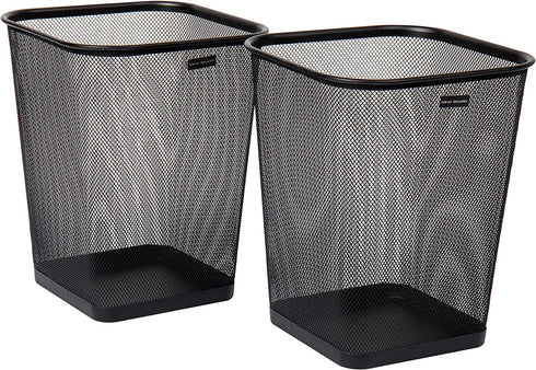Mind Reader 2SQUAGA-BLK 2-Piece Garbage Waste Basket Recycling Bin Set, Square Metal Mesh, Black