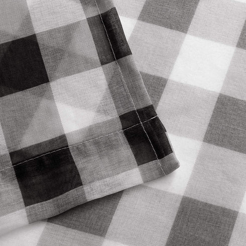 Hiasan Buffalo Plaid Sheer Curtains - Light Filtering Voile Checkered Curtains for Living Room and Bedroom, 52 X 84 Inches Long, Set of 2 Window Curtain Panels, Black and White