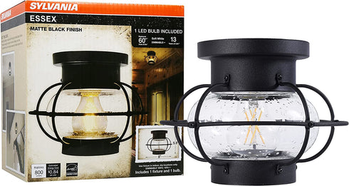 SYLVANIA Vintage Essex Cage Light Fixture, Semi-Flush Mount with 1 60W LED Dimmable Bulb Included, Dimmable (75515)
