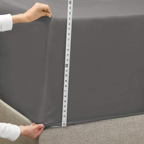 Empyrean Bedding Extra Deep Pocket Fitted Sheets - Bottom Sheets for Queen Size - from 18 Inches Up to 21 Inches Extra Deep Pocket Queen Fitted Sheets - Fitted Bed Sheets only (Queen Charcoal Grey)