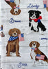 Newbridge Patriotic Dogs and American Flag Print Vinyl Flannel Backed Tablecloth, Adorable USA Patriot Pet Dog Design Waterproof Patio, BBQ, Picnic, Kitchen Tablecloth, 52 Inch x 52 Inch Square