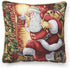 Violet Linen Decorative Christmas Tapestry Cushion Cover, 18" x 18", Santa Claus Design