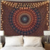 Mandala Tapestry Bohemian Hippie Tapestry Psychedelic Peacock Tapestry Wall Hanging Floral Brown Tapestry for Room(51.2 x 59.1 inches)