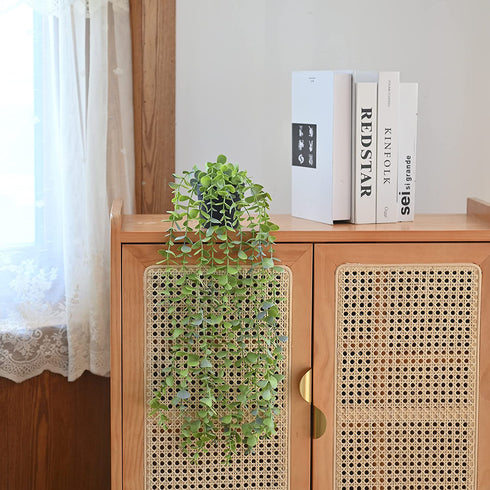 Tengda Fake Potted Plants 2Pcs Artificial Hanging Eucalyptus Vines Floor Greenery for Front Door Room Farmhouse Indoor Outdoor Décor (Eucalyptus)
